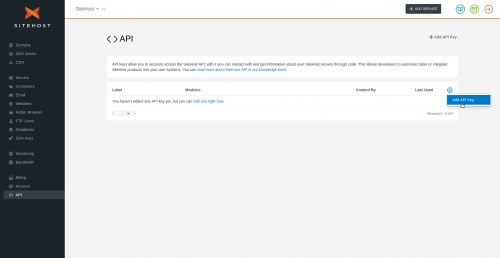 Add API Key Using Dropdown