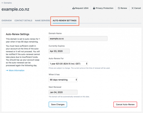 Custom Auto-Renew Settings